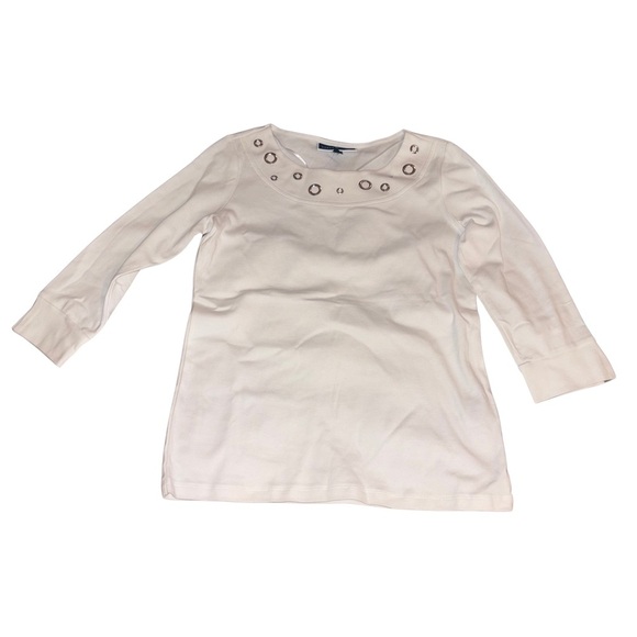 Karen Scott White Tunic with Grommet Detail NWOT - Picture 1 of 6